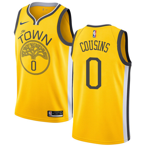 Nike Warriors #0 DeMarcus Cousins Gold NBA Swingman Earned Edition Jersey