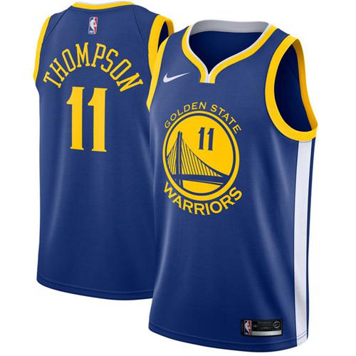 Nike Warriors #11 Klay Thompson Blue Stitched NBA Swingman Jersey