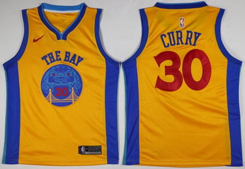 Nike Warriors #30 Stephen Curry Gold NBA Swingman City Edition Jersey