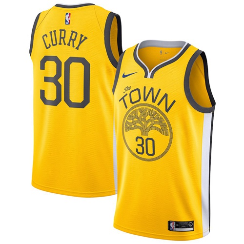 Nike Warriors #30 Stephen Curry Gold NBA Swingman Earned Edition Jersey