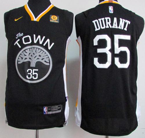 Nike Warriors #35 Kevin Durant Black Stitched NBA Swingman Jersey