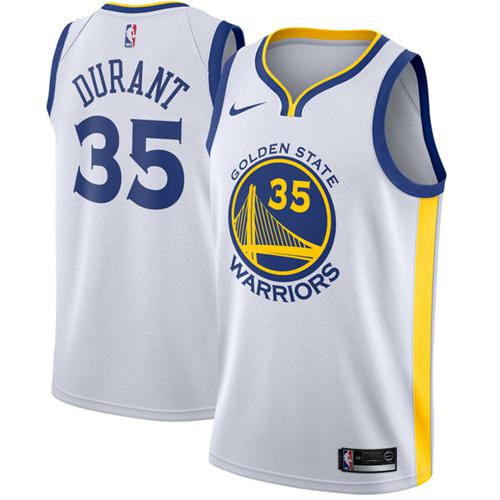 Nike Warriors #35 Kevin Durant White Stitched NBA Swingman Jersey