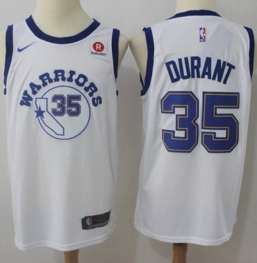Nike Warriors #35 Kevin Durant White Throwback NBA Swingman Hardwood Classics Jersey