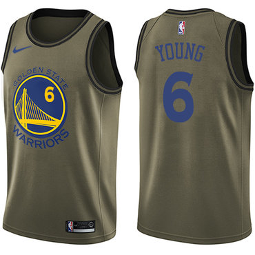 Nike Warriors #6 Nick Young Green Salute to Service NBA Swingman Jersey