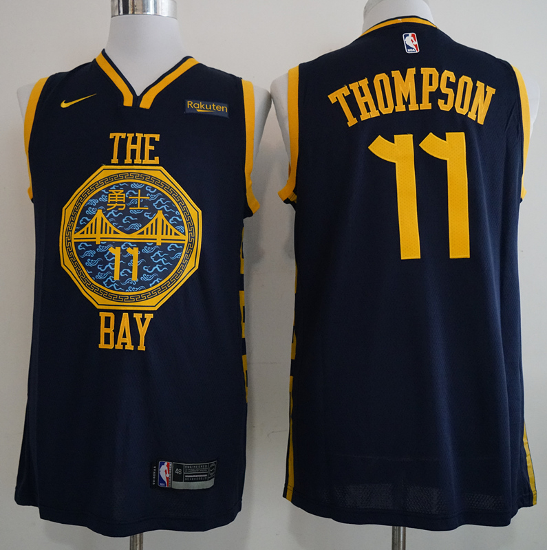 Nike Warriors 11 Klay Thompson Navy 2018-19 City Edition Nike Swingman Jersey