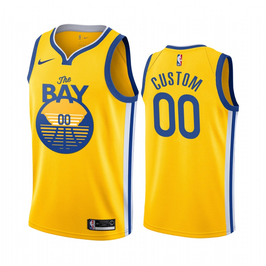 Nike Warriors Custom 2019-20 Men's Yellow The Bay City Edition NBA Jersey Nike Warriors Custom 2019-20 Men's Yellow The Bay City Edition NBA Jersey