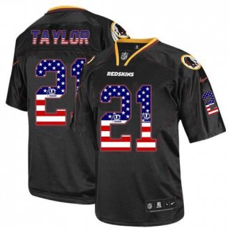 Nike Washington Redskins #21 Sean Taylor Black NFL Elite USA Flag Fashion Jersey