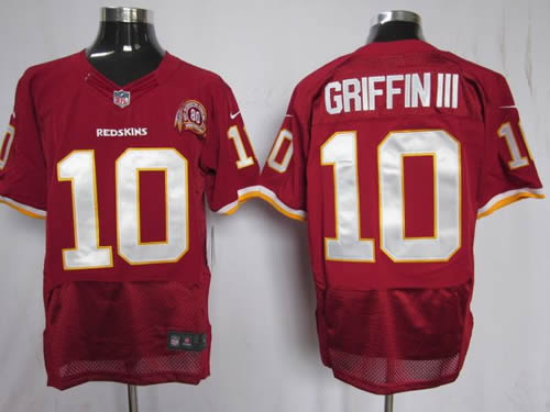 NEW Washington Redskins 10 Robert Griffin III Red Jerseys With 80 Anniversary Patch (Elite)