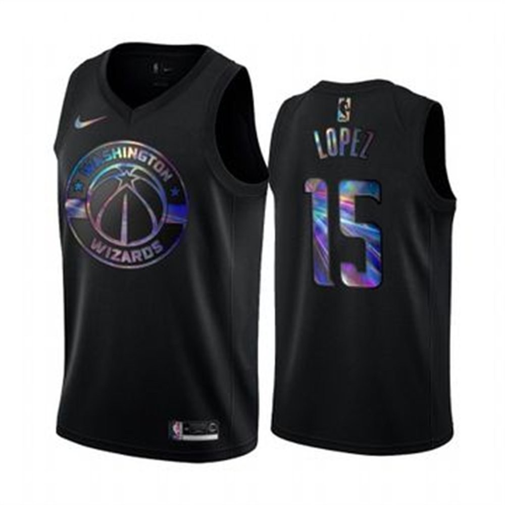 Nike Wizards #15 Robin Lopez Men's Iridescent Holographic Collection NBA Jersey - Black Nike Wizards #15 Robin Lopez Men's Iridescent Holographic Collection NBA Jersey - Black