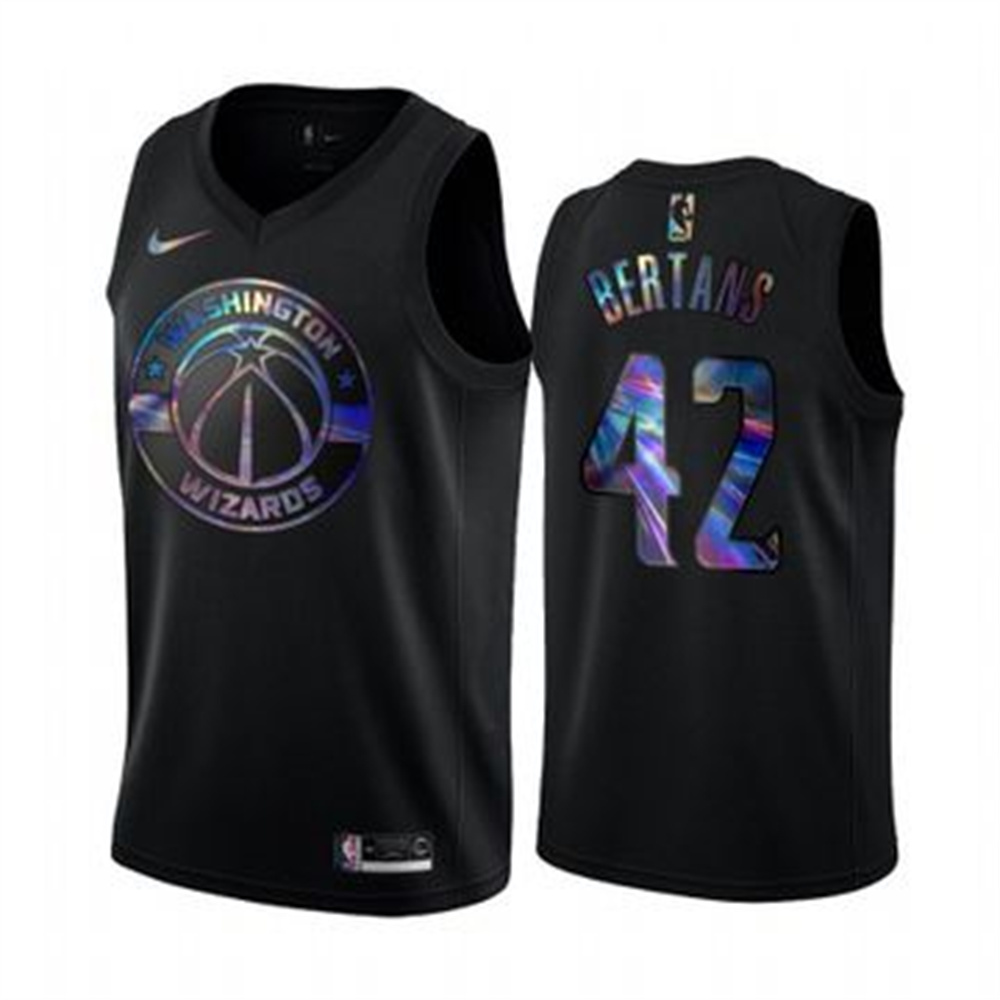 Nike Wizards #42 Davis Bertans Men's Iridescent Holographic Collection NBA Jersey - Black Nike Wizards #42 Davis Bertans Men's Iridescent Holographic Collection NBA Jersey - Black