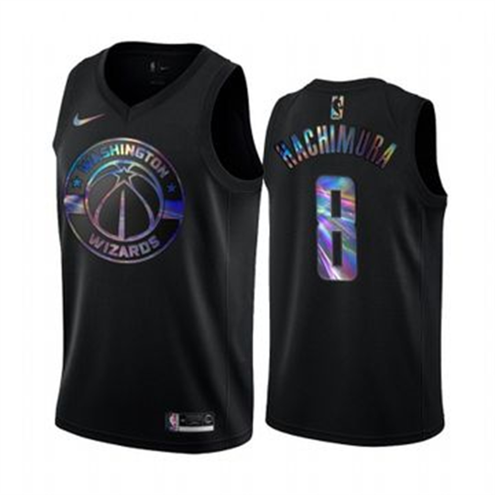 Nike Wizards #8 Rui Hachimura Men's Iridescent Holographic Collection NBA Jersey - Black Nike Wizards #8 Rui Hachimura Men's Iridescent Holographic Collection NBA Jersey - Black