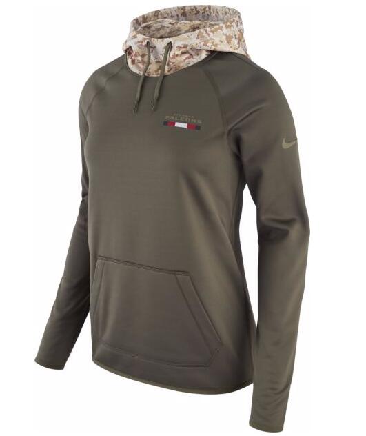 Nike Women's Atlanta Falcons Olive Salute To Service Sideline Therma Pullover Hoodie Nike Women's Atlanta Falcons Olive Salute To Service Sideline Therma Pullover Hoodie