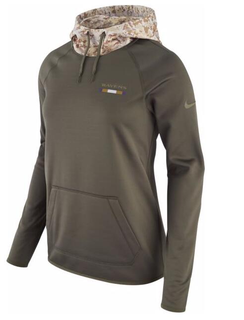 Nike Women's Baltimore Ravens Olive Salute To Service Sideline Therma Pullover Hoodie Nike Women's Baltimore Ravens Olive Salute To Service Sideline Therma Pullover Hoodie