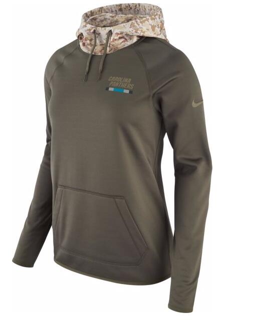 Nike Women's Carolina Panthers Olive Salute To Service Sideline Therma Pullover Hoodie Nike Women's Carolina Panthers Olive Salute To Service Sideline Therma Pullover Hoodie