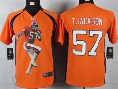 NEW Youth Denver Broncos #57 T.jackson Orange Portrait Fashion Game Jerseys