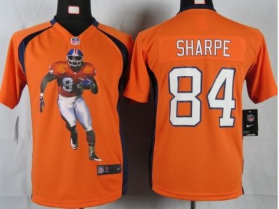NEW Youth Denver Broncos #84 Sharpe Orange Portrait Fashion Game Jerseys