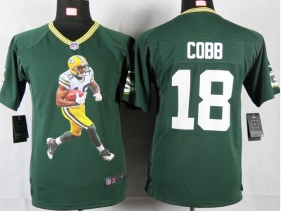 NEW Youth Green Bay Packers #18 Cobb Green Portrait Fashion Game Jerseys