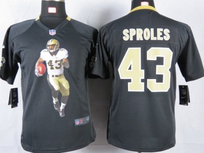 NEW Youth New Orleans Saints #43 Sproles Black Portrait Fashion Game Jerseys