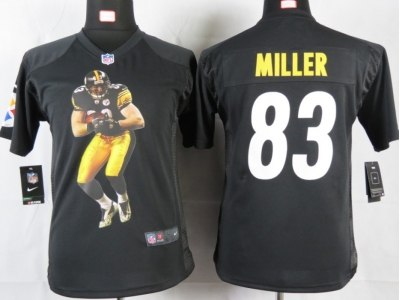 NEW Youth Pittsburgh Steelers #83 Miller Black Portrait Fashion Game Jerseys