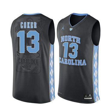 North Carolina Tar Heels 13 Kanler Coker Black College Basketball Jersey