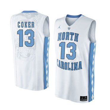 North Carolina Tar Heels 13 Kanler Coker White College Basketball Jersey