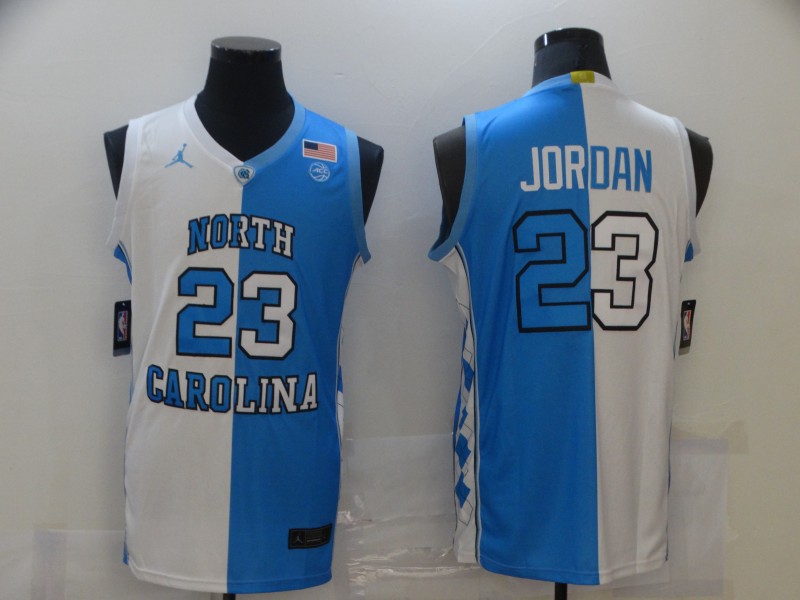 North Carolina Tar Heels 23 Michael Jordan Black And White Split College Basketball Jersey