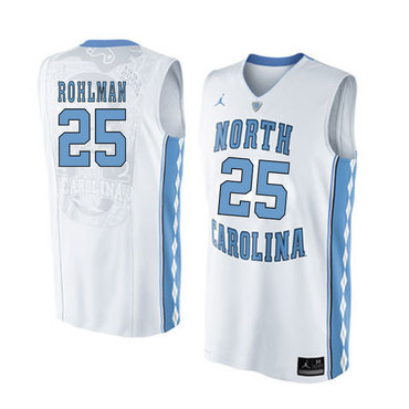 North Carolina Tar Heels 25 Aaron Rohlman White College Basketball Jersey