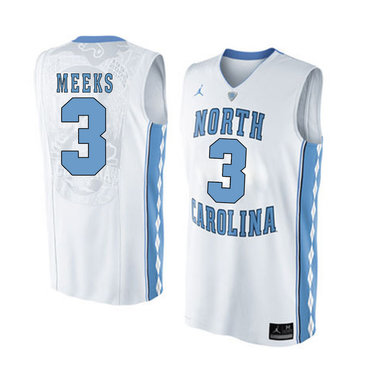 North Carolina Tar Heels 3 Kennedy Meeks White College Basketball Jersey
