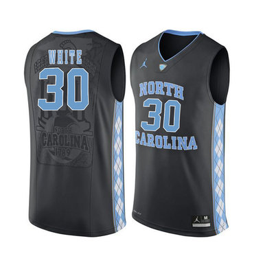 North Carolina Tar Heels 30 Stilman White Black College Basketball Jersey