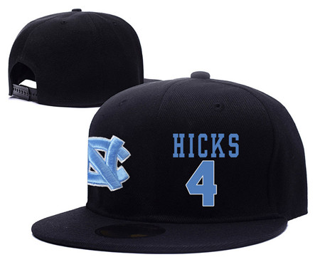 North Carolina Tar Heels 4 Isaiah Hicks Black College Basketball Adjustable Hat