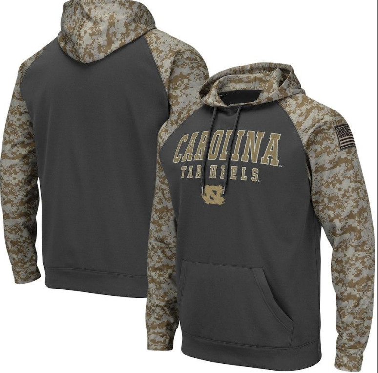 North Carolina Tar Heels Gray Camo Men's Pullover Hoodie North Carolina Tar Heels Gray Camo Men's Pullover Hoodie