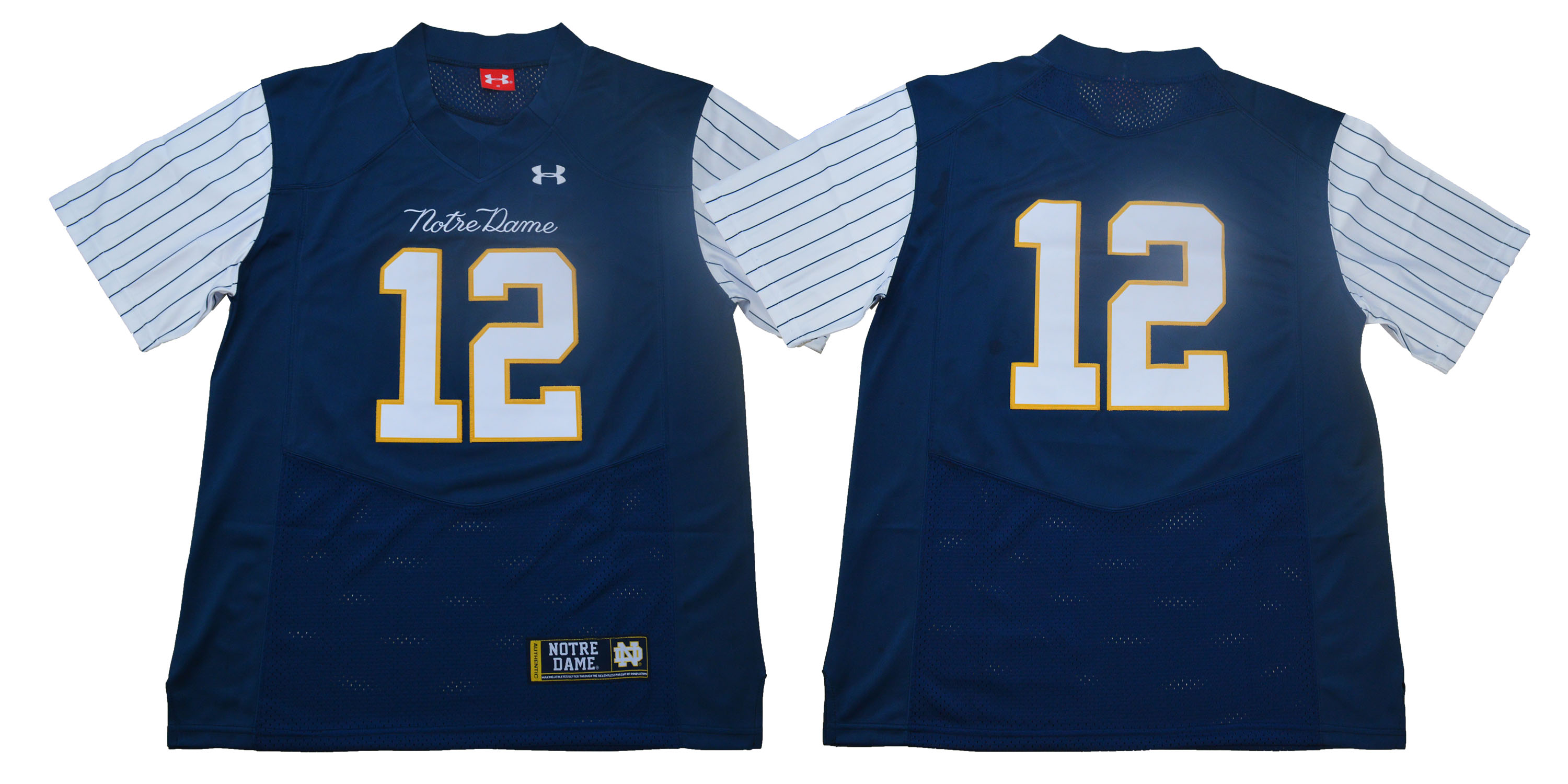 Notre Dame Fighting Irish #12 Blue Under Armour College Throwback Football Jersey Notre Dame Fighting Irish #12 Blue Under Armour College Throwback Football Jersey