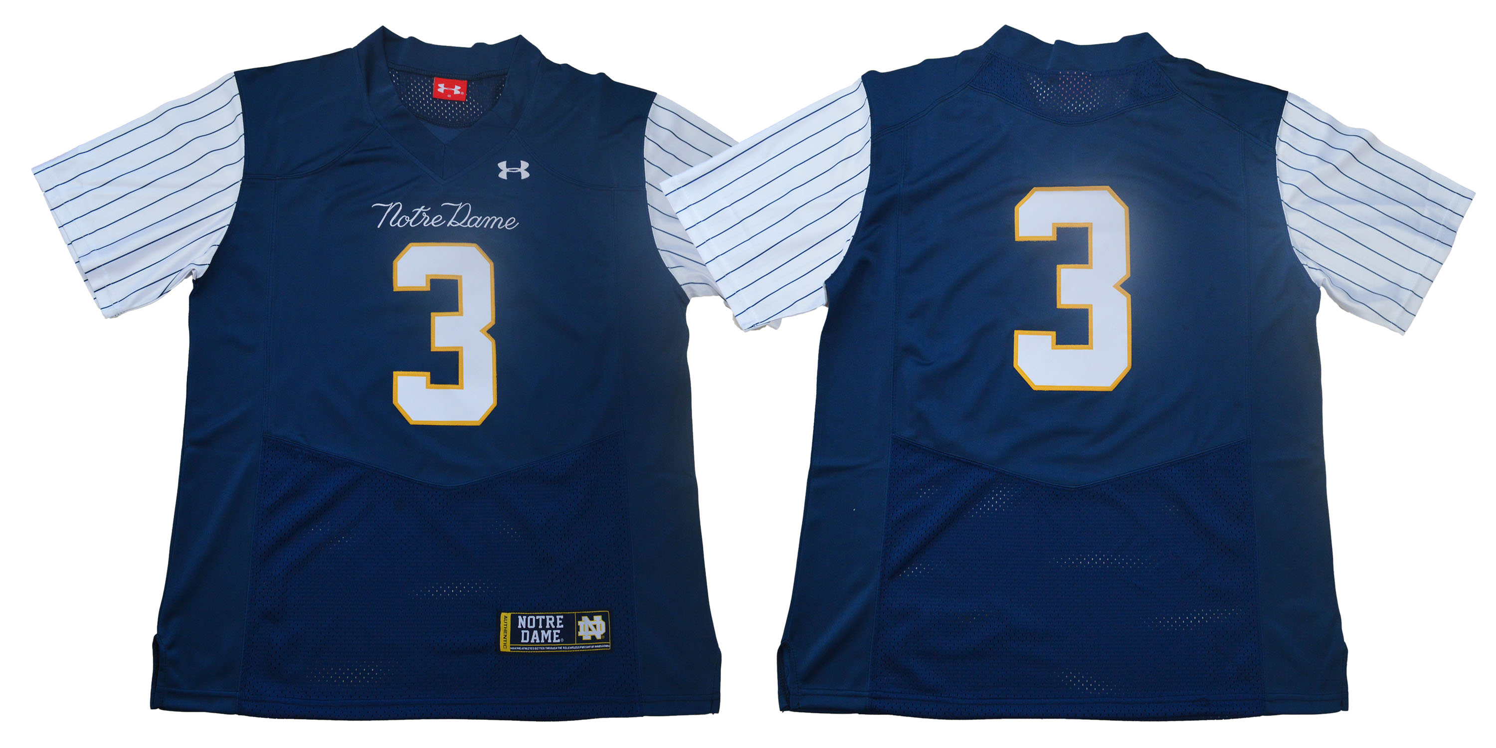 Notre Dame Fighting Irish #3 Blue Under Armour College Throwback Football Jersey Notre Dame Fighting Irish #3 Blue Under Armour College Throwback Football Jersey