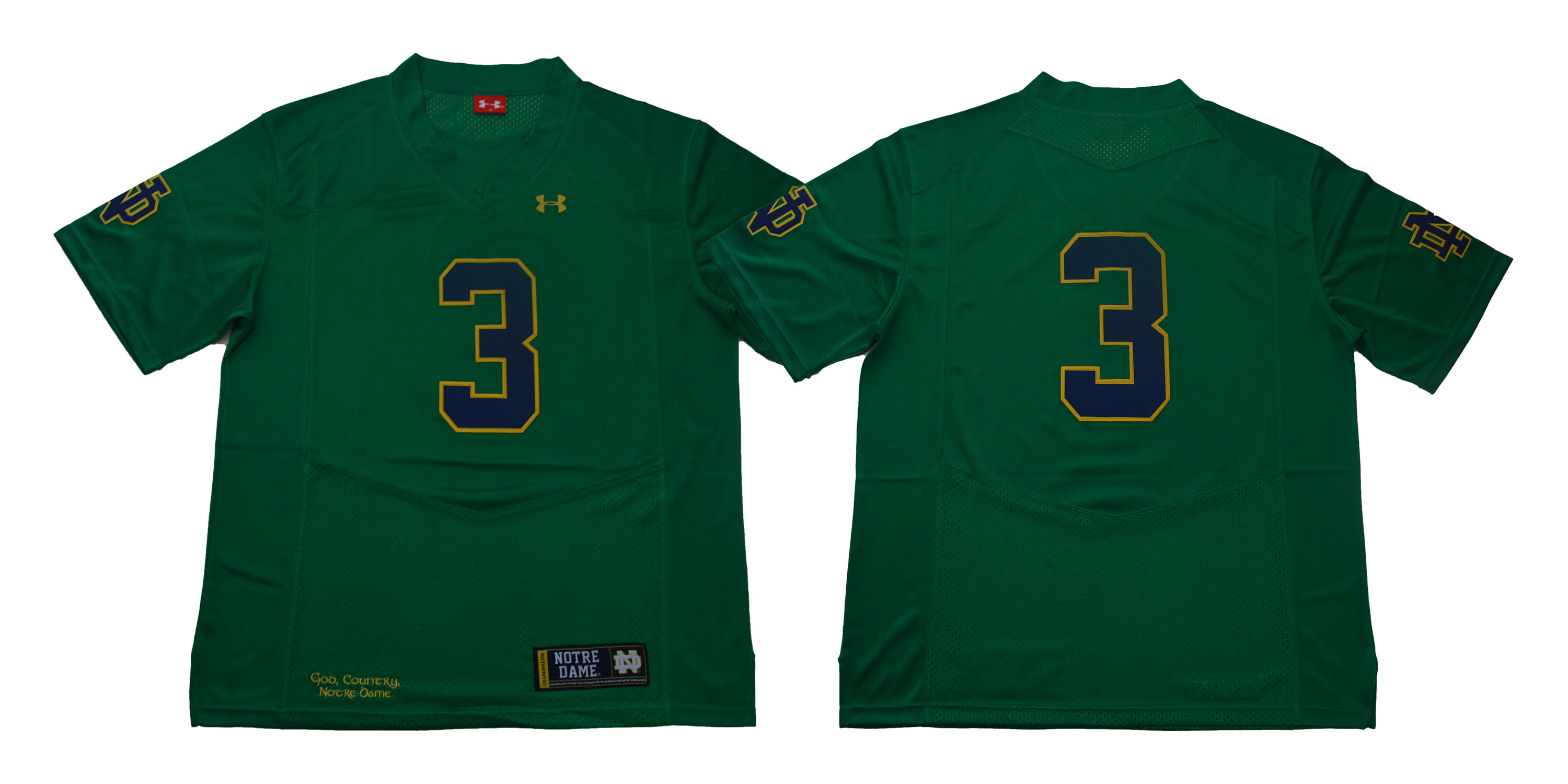 Notre Dame Fighting Irish #3 Green Under Armour College Football Jersey Notre Dame Fighting Irish #3 Green Under Armour College Football Jersey