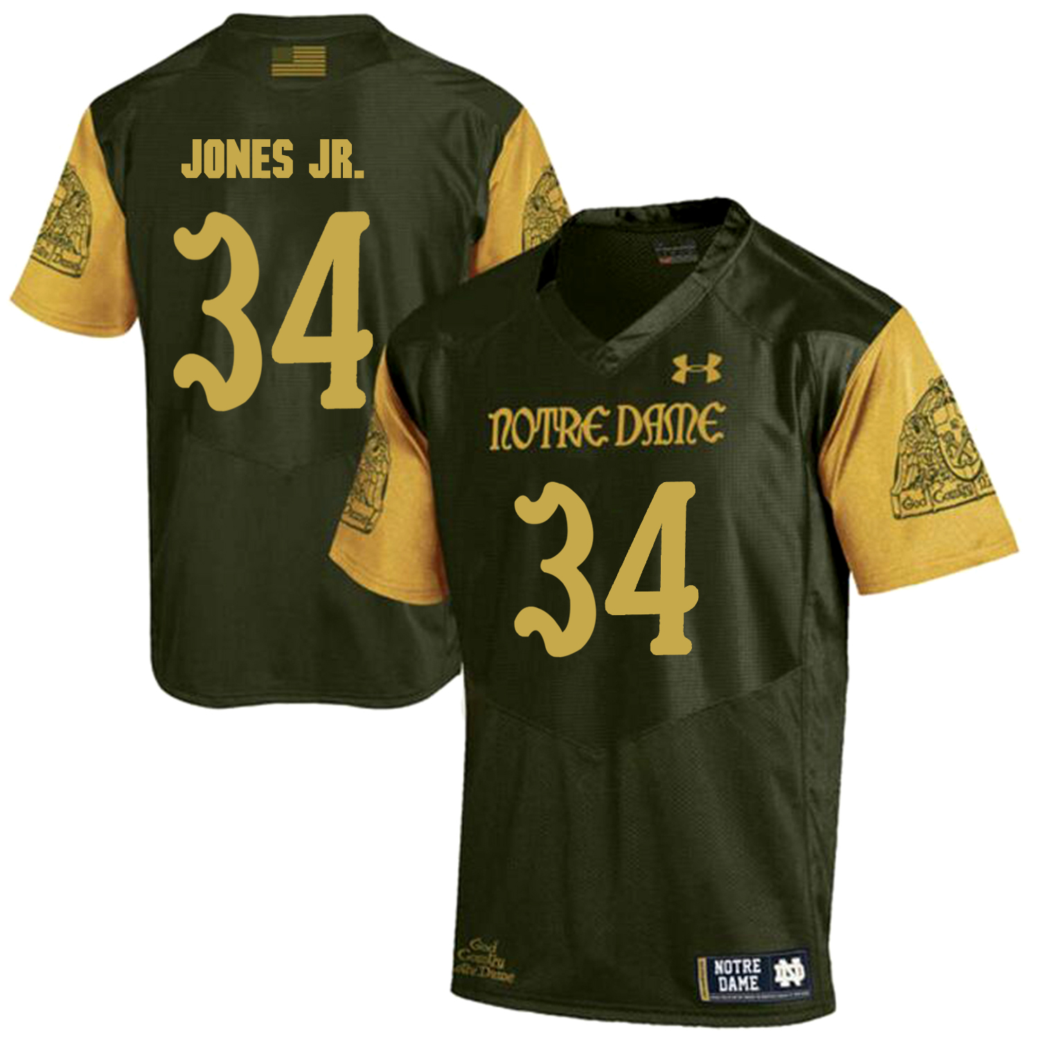 Notre Dame Fighting Irish 34 Tony Jones Jr. Olive Green College Football Jersey Notre Dame Fighting Irish 34 Tony Jones Jr. Olive Green College Football Jersey
