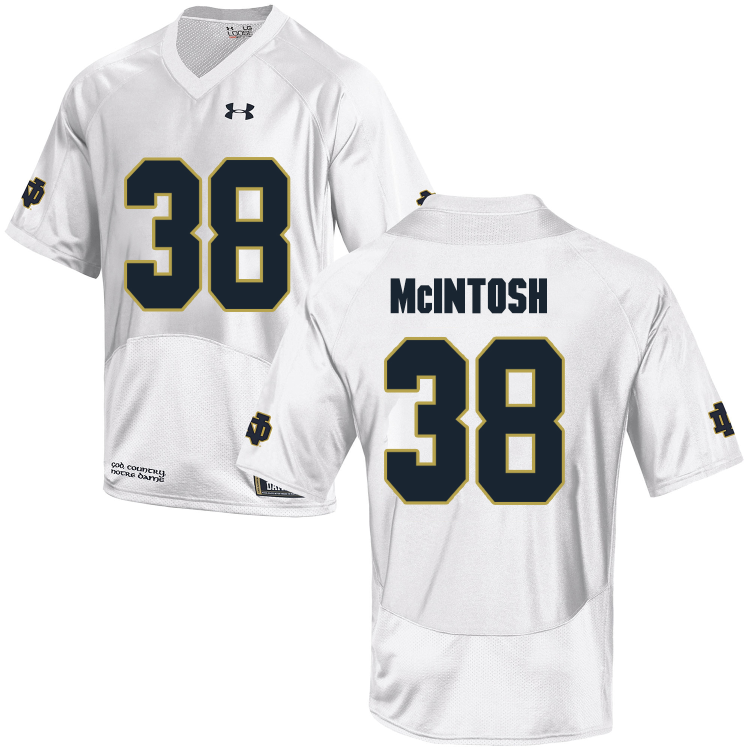 Notre Dame Fighting Irish 38 Deon McIntosh White College Football Jersey Notre Dame Fighting Irish 38 Deon McIntosh White College Football Jersey