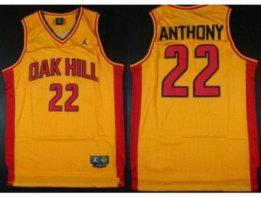 Oak Hill Academy High School 22 Carmelo Anthony Yellow Swingman Basketball Jerseys