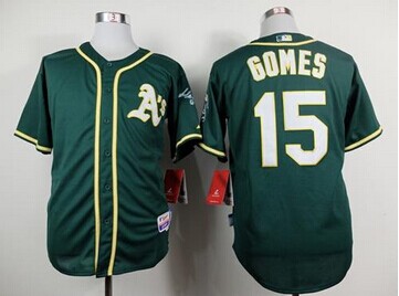 Oakland Athletics #15 Jonny Gomes Green Cool Base Stitched Baseball Jersey