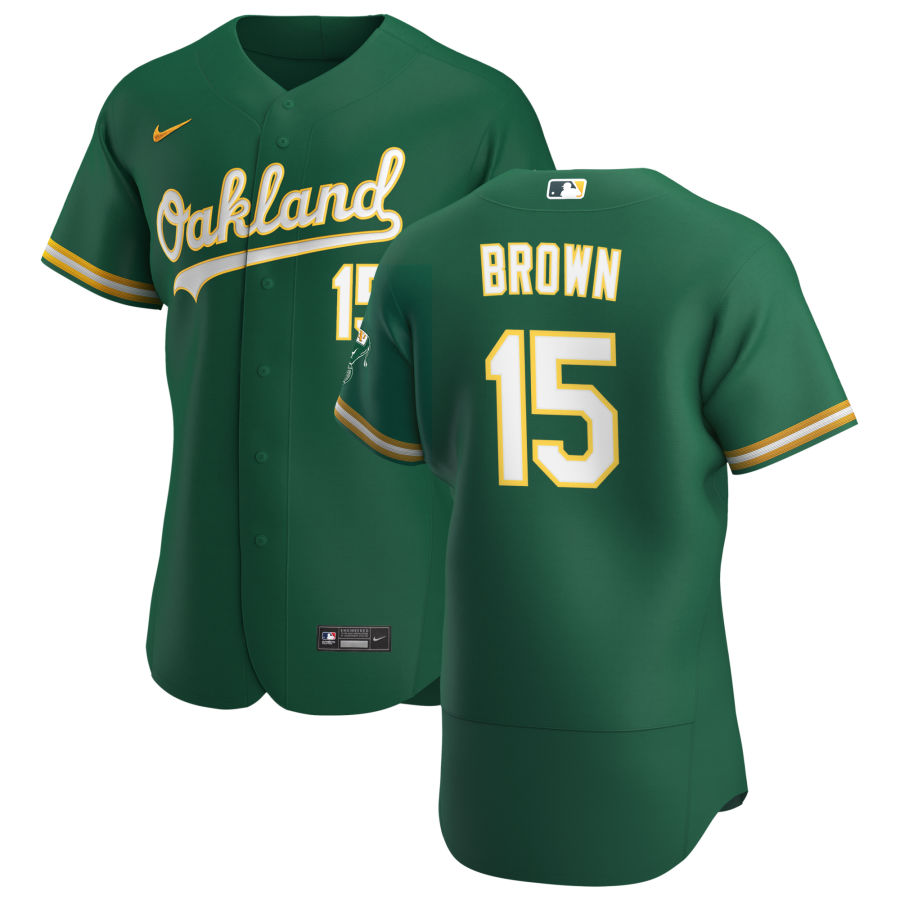 Oakland Athletics #15 Seth Brown Men's Nike Kelly Green Alternate 2020 Authentic Player MLB Jersey Oakland Athletics #15 Seth Brown Men's Nike Kelly Green Alternate 2020 Authentic Player MLB Jersey