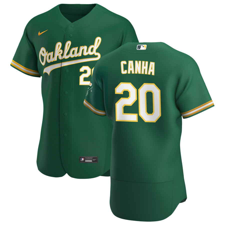 Oakland Athletics #20 Mark Canha Men's Nike Kelly Green Alternate 2020 Authentic Player MLB Jersey Oakland Athletics #20 Mark Canha Men's Nike Kelly Green Alternate 2020 Authentic Player MLB Jersey