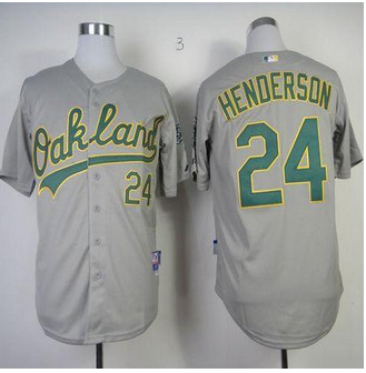 Oakland Athletics #24 Rickey Henderson Grey Cool Base Stitched Baseball Jersey