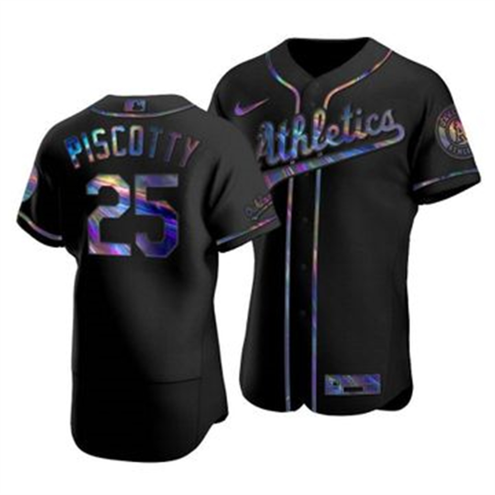 Oakland Athletics #25 Stephen Piscotty Men's Nike Iridescent Holographic Collection MLB Jersey - Black Oakland Athletics #25 Stephen Piscotty Men's Nike Iridescent Holographic Collection MLB Jersey - Black