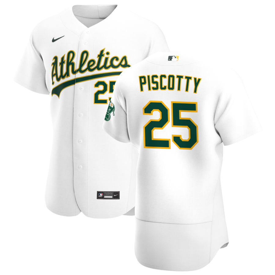 Oakland Athletics #25 Stephen Piscotty Men's Nike White Home 2020 Authentic Player MLB Jersey