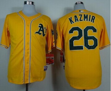 Oakland Athletics #26 Scott Kazmir Yellow Cool Base Baseball Jersey