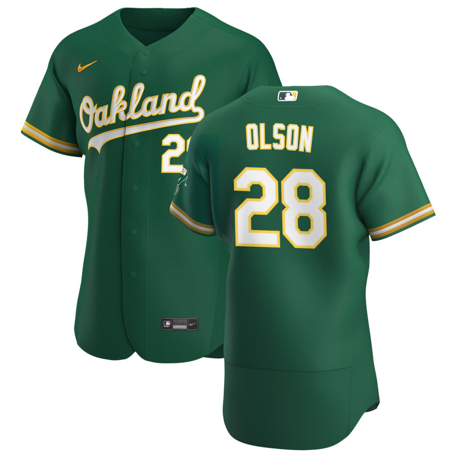 Oakland Athletics #28 Matt Olson Men's Nike Kelly Green Alternate 2020 Authentic Player MLB Jersey Oakland Athletics #28 Matt Olson Men's Nike Kelly Green Alternate 2020 Authentic Player MLB Jersey