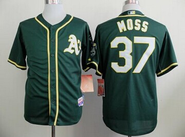 Oakland Athletics #37 Brandon Moss Green Cool Base Stitched Baseball Jersey