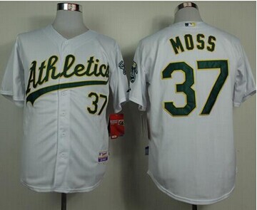 Oakland Athletics #37 Brandon Moss White Cool Base Stitched Baseball Jersey