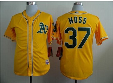 Oakland Athletics #37 Brandon Moss Yellow Cool Base Stitched Baseball Jersey