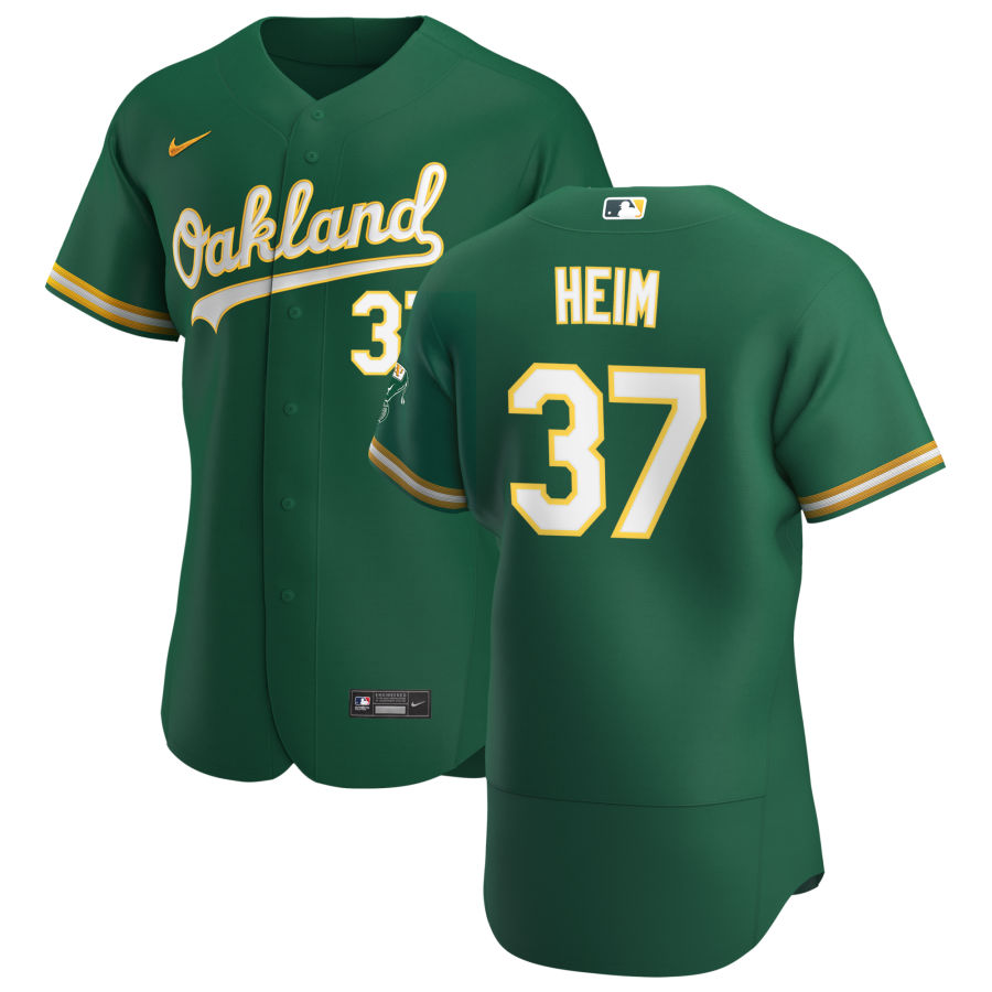 Oakland Athletics #37 Jonah Heim Men's Nike Kelly Green Alternate 2020 Authentic Player MLB Jersey Oakland Athletics #37 Jonah Heim Men's Nike Kelly Green Alternate 2020 Authentic Player MLB Jersey