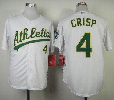 Oakland Athletics #4 Coco Crisp White Cool Base Stitched Baseball Jersey